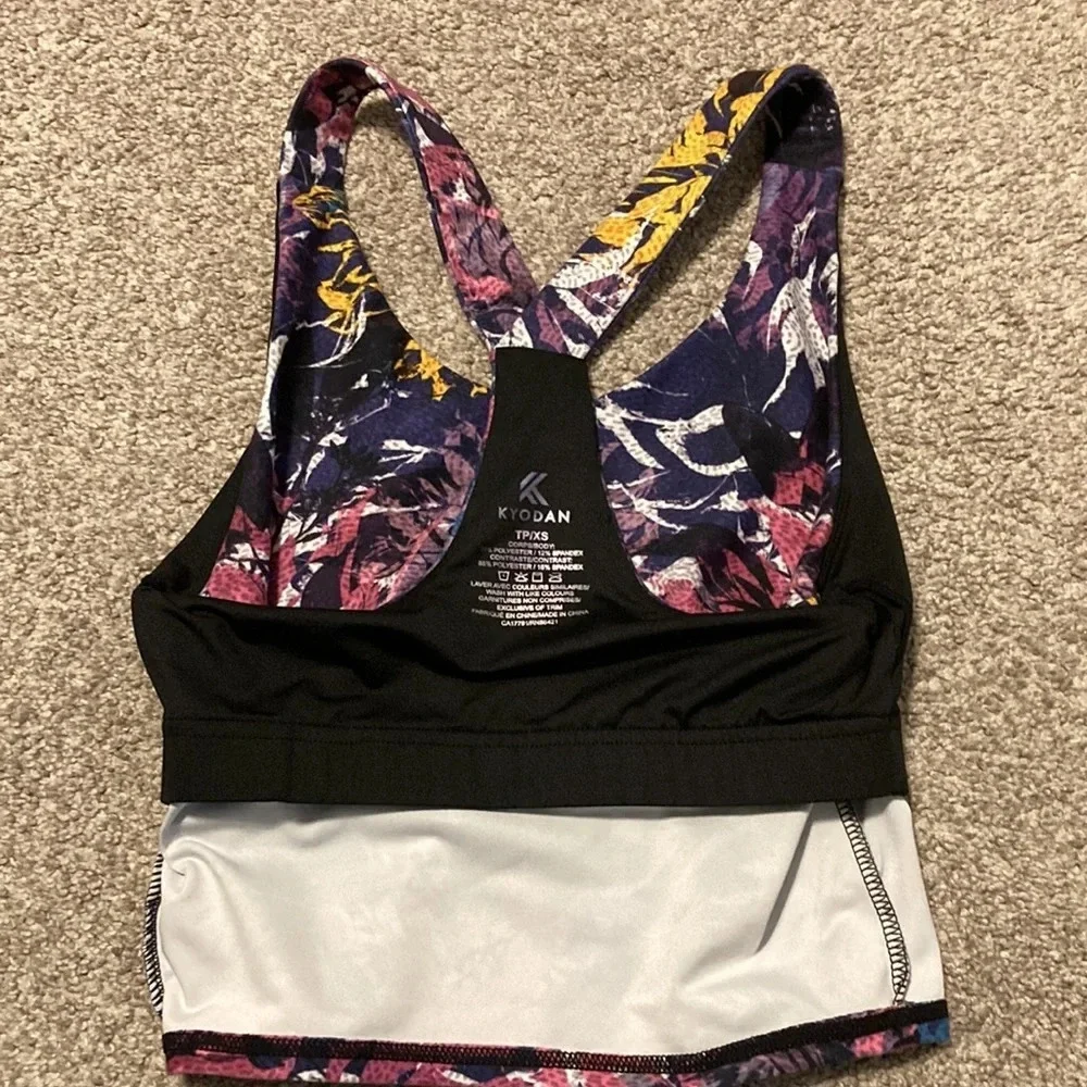 Kyodan long line racerback sports bra cropped top XS